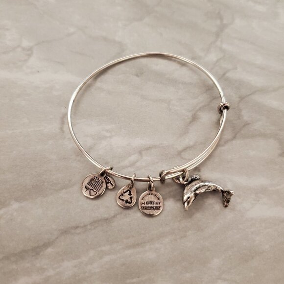 🐬 Alex and Ani Silver Dolphin Expandable Charm Bracelet 🐬 - Picture 1 of 3